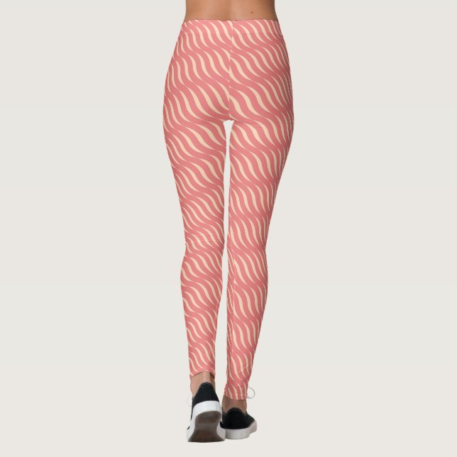 Wavy Magical Inclated Rose Lines Nahtloses Muster Leggings (Rückseite)