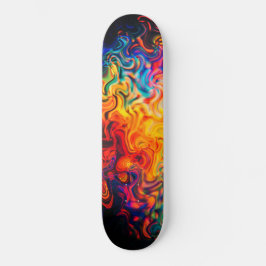 Wavy mehrfarbige Flammen Abstrakter Farbfarbe  Skateboard