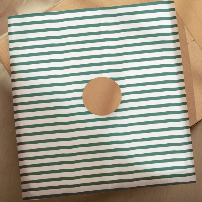 Wavy Modern Minimal Green & White Stripe Muster Seidenpapier (Wavy Modern Minimal Green & White Stripe Pattern Tissue Paper)