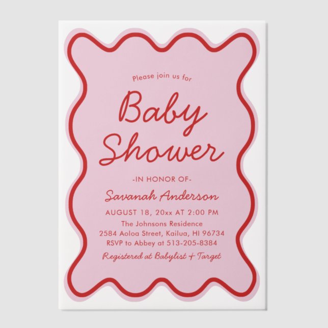Wavy moderne, kurvenreiche Retro Rosa und Red Baby (Vorderseite)