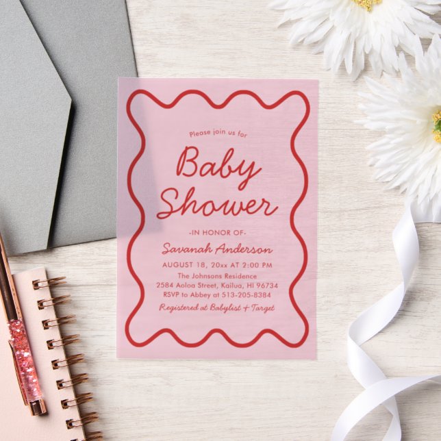 Wavy moderne, kurvenreiche Retro Rosa und Red Baby (Hochzeit)