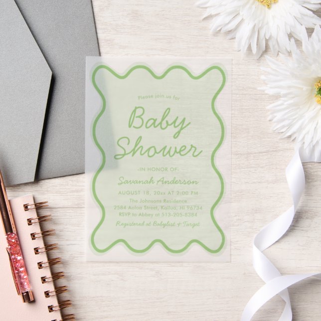 Wavy moderne, kurvenreiche Retro Sage Green Baby D (Hochzeit)