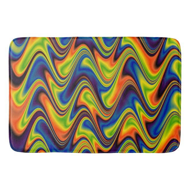 Wavy Multicolor Abstrakt Badematte (Vorderseite)