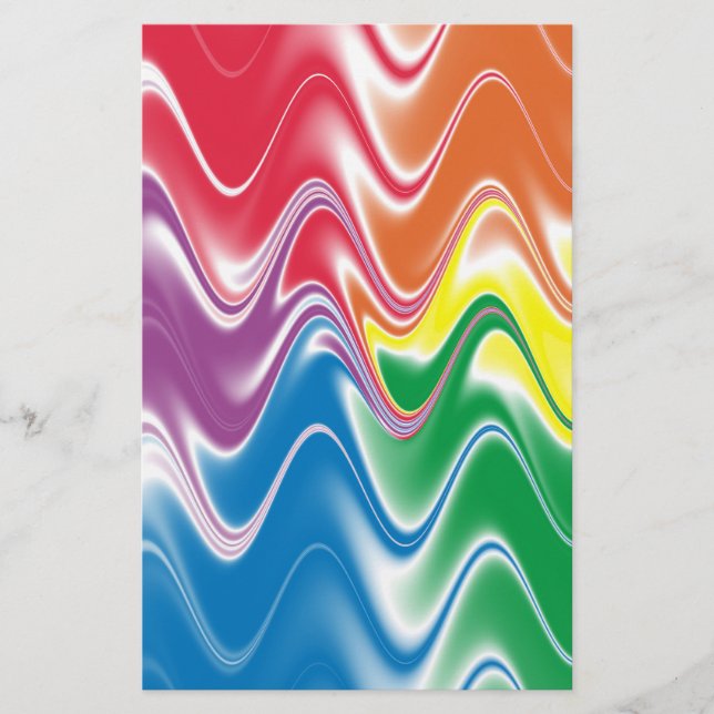 Wavy Multicolor Abstrakt Briefpapier (Vorderseite)