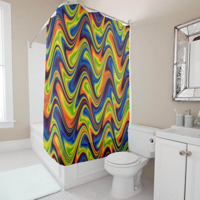 Wavy Multicolor Abstrakt Duschvorhang (Beispiel)