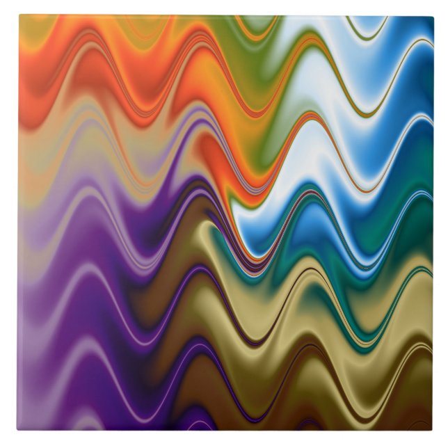Wavy Multicolor Abstrakt Fliese (Vorderseite)