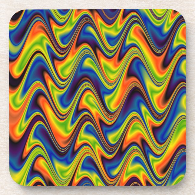 Wavy Multicolor Abstrakt Getränkeuntersetzer (Vorderseite)