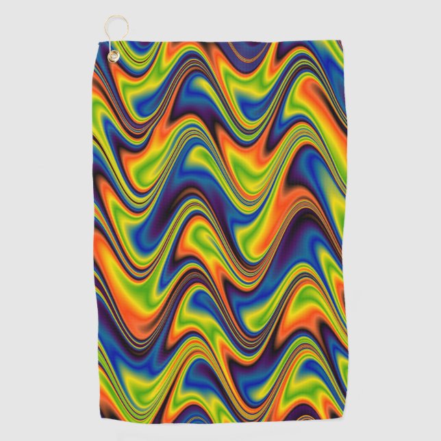 Wavy Multicolor Abstrakt Golfhandtuch (Vorderseite)