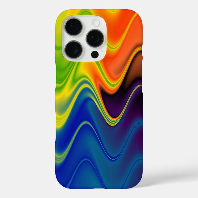 Wavy Multicolor Abstrakt iPhone 16 Pro Hülle (Rückseite)