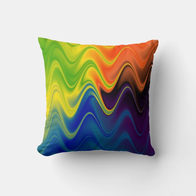 Wavy Multicolor Abstrakt Kissen (Vorderseite)