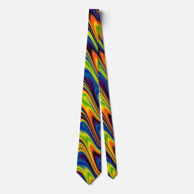 Wavy Multicolor Abstrakt Krawatte (Vorderseite)