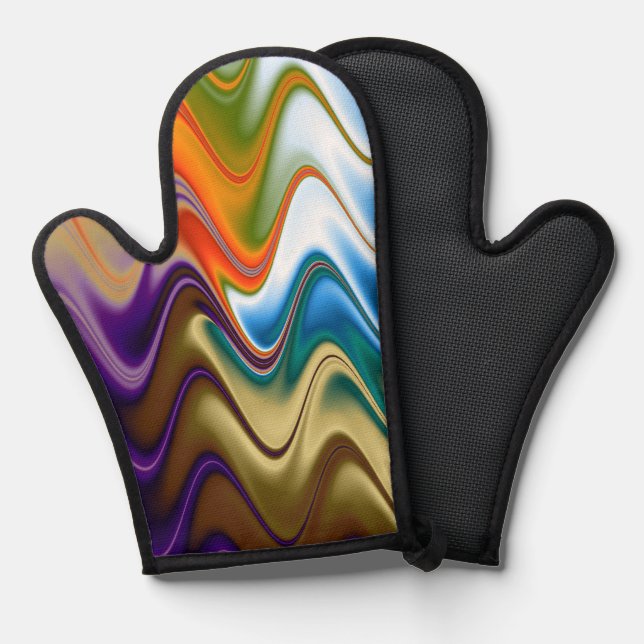 Wavy Multicolor Abstrakt Ofenhandschuh (Vorderseite/Rückseite)