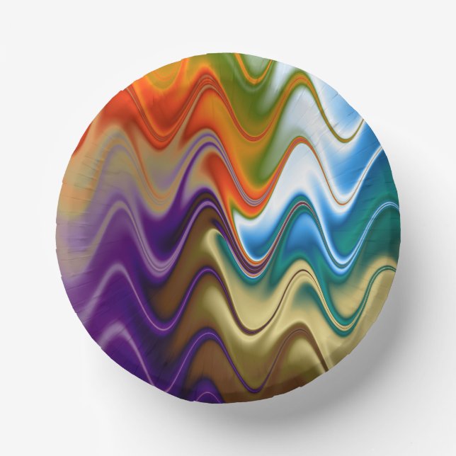 Wavy Multicolor Abstrakt Pappteller (Vorderseite)