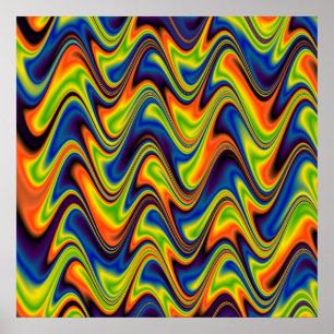 Wavy Multicolor Abstrakt Poster