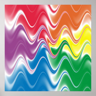 Wavy Multicolor Abstrakt Poster
