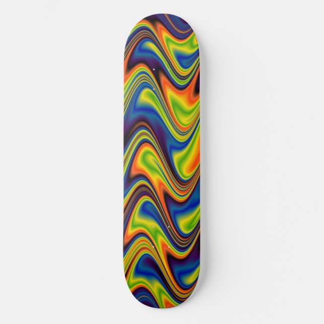 Wavy Multicolor Abstrakt Skateboard (Vorderseite)