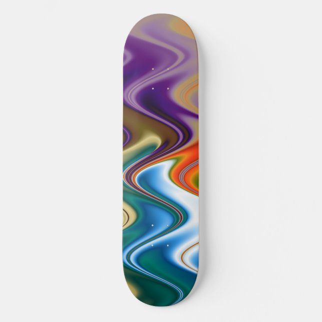 Wavy Multicolor Abstrakt Skateboard (Vorderseite)