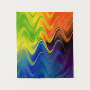 Wavy Multicolor Abstrakt Wandteppich