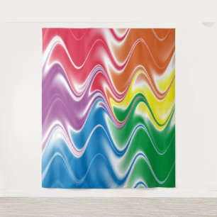 Wavy Multicolor Abstrakt Wandteppich
