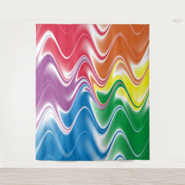 Wavy Multicolor Abstrakt Wandteppich (Vorderseite)