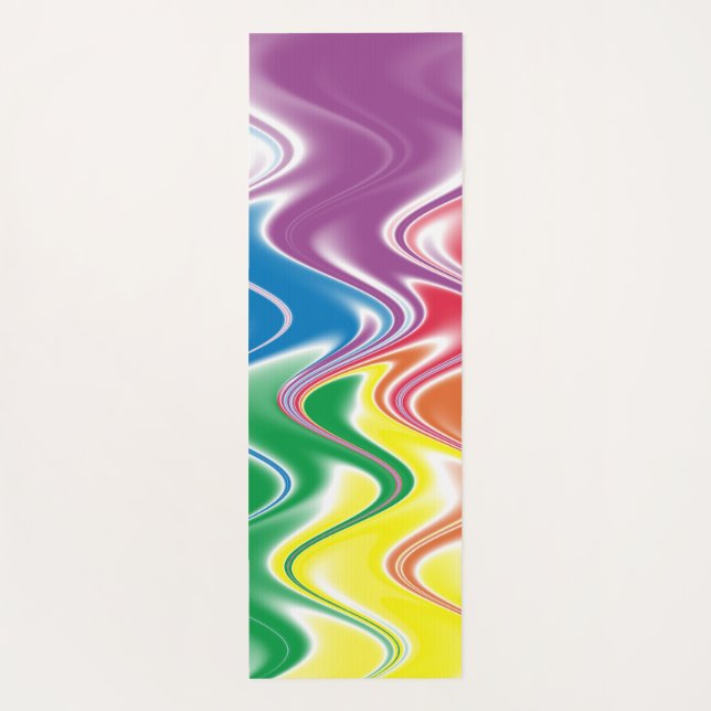 Wavy Multicolor Abstrakt Yogamatte (Rückseite)