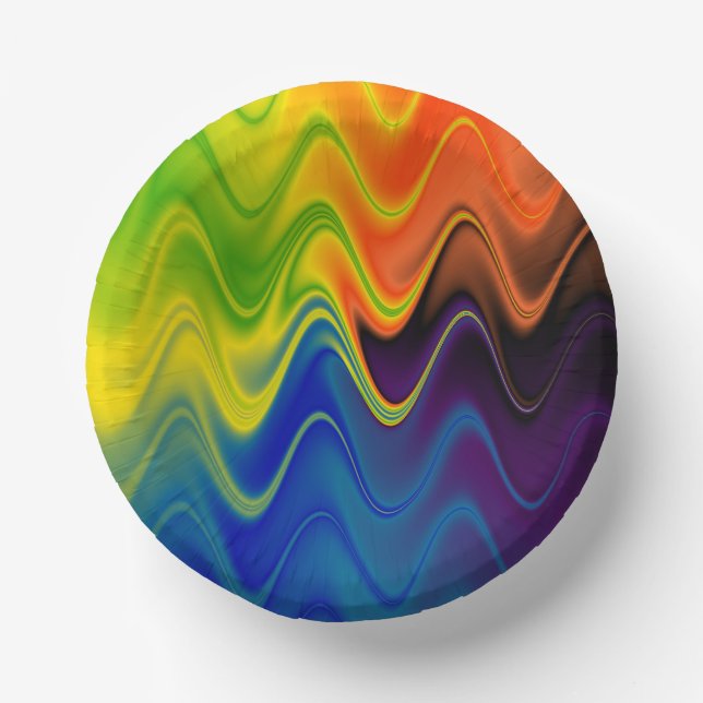 Wavy Multicolor Abstrakte Papierplatte Pappteller (Vorderseite)