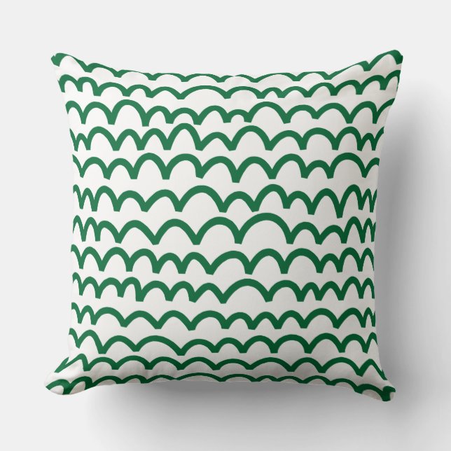 Wavy Muster - Forest Green on White Kissen (Vorderseite)