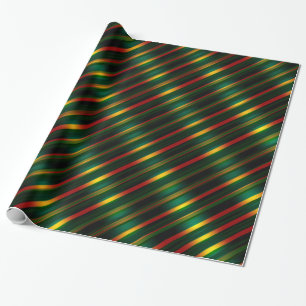 Wavy Muster Gold, Rot & Grün, Geschenkpapier