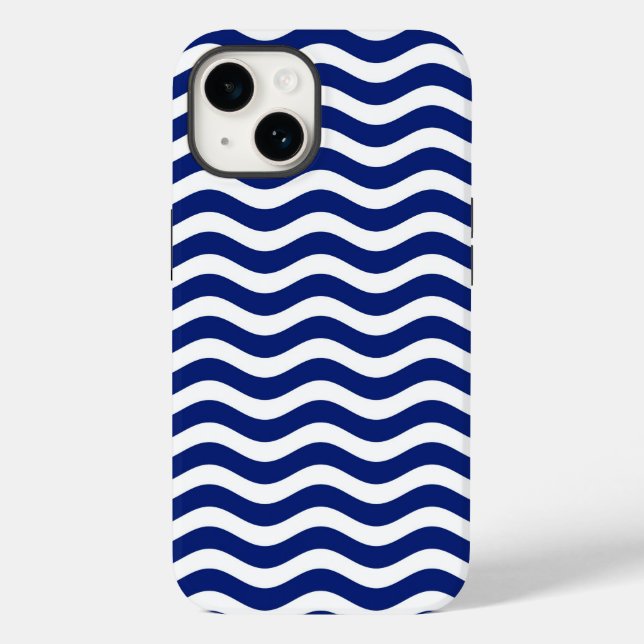 Wavy Navy Stripes Graphic Case-Mate iPhone 14 Hülle (Rückseite)