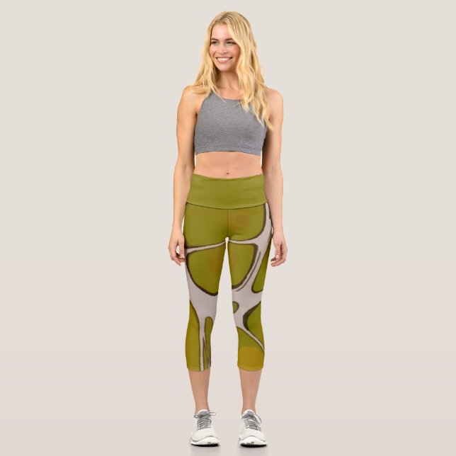 Wavy Olive Sinuous Cells Capri Leggings (Vorderseite)