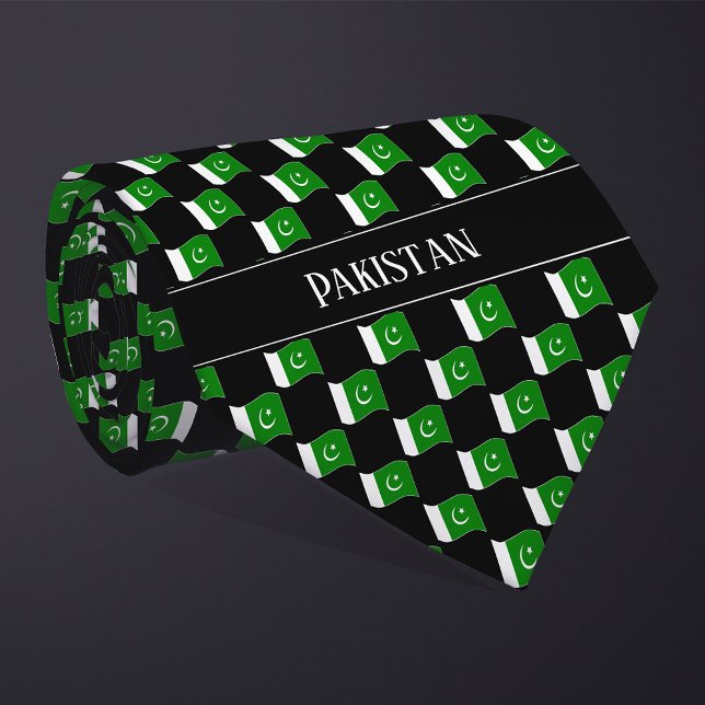 Wavy Pakistan Flag Pattern Krawatte (Von Creator hochgeladen)