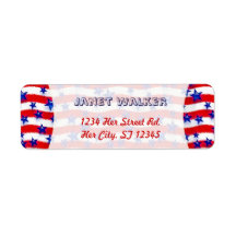 Wavy Patriotische blaue Sterne über rot-weiße Stre