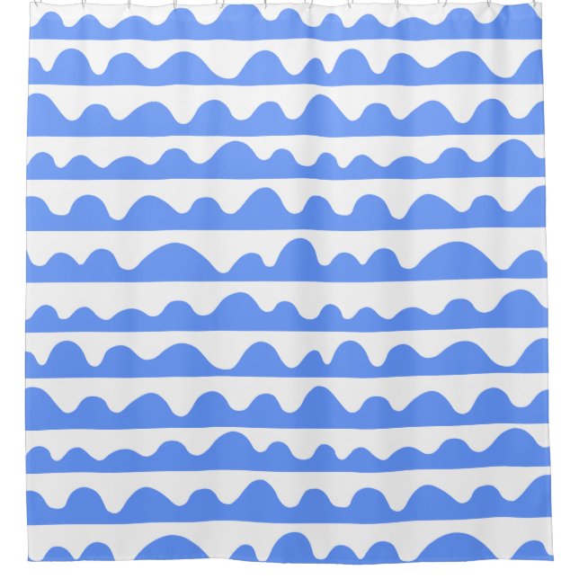 Wavy Pattern 020815 - Baby Blue and White Duschvorhang (Vorderseite)