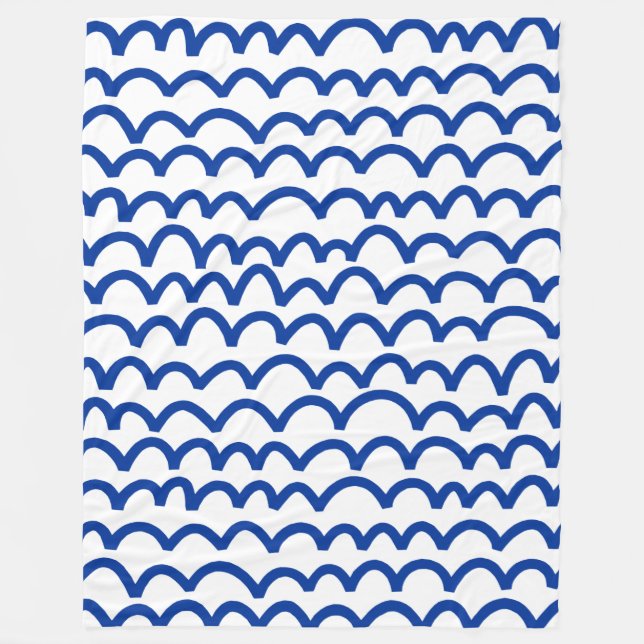Wavy Pattern - Navy Blue on White Fleecedecke (Vorderseite)