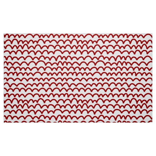 Wavy Pattern - Ruby Red on White Stoff (Fat Quarter (45,7 x 55,9 cm))