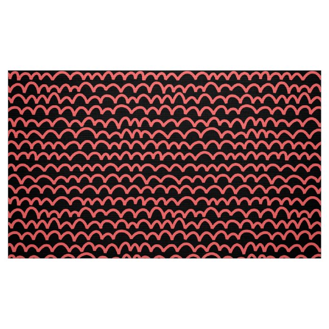 Wavy Pattern - Tropisches Rosa auf schwarz Stoff (Fat Quarter (45,7 x 55,9 cm))