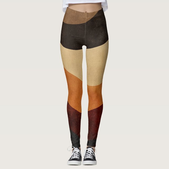 🌈 Wavy Pattern - Warm & Nostalgic 🎨 Leggings (Vorderseite)