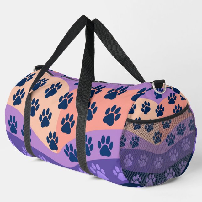 Wavy Paw Print Pet Travel Carrier Duffle Bag (Rechte Ecke)