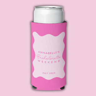 Wavy Pink Bachelorette Weekend Selters Dosenkühler