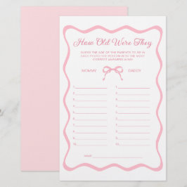 Wavy Pink Bow Babydusche schätzt das Alter Spiel