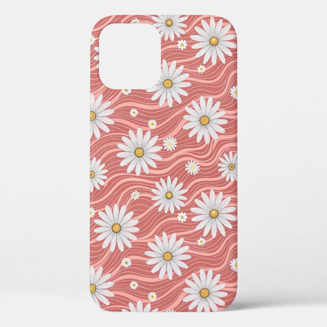 Wavy Pink Daisies Case-Mate iPhone Hülle (Rückseite)
