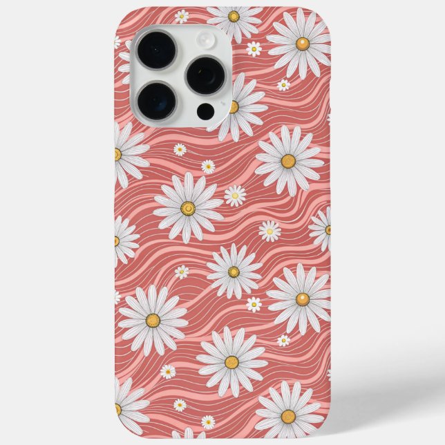 Wavy Pink Daisies Case-Mate iPhone Hülle (Rückseite)