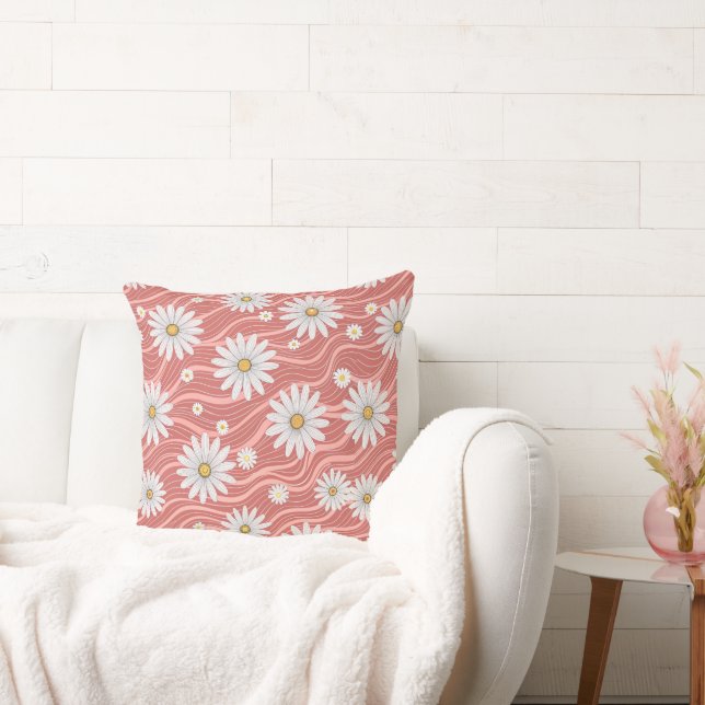Wavy Pink Daisies  Kissen (Liege)