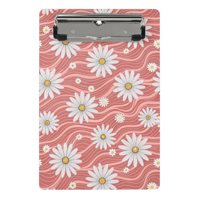Wavy Pink Daisies Mini Klemmbrett (Vorderseite)
