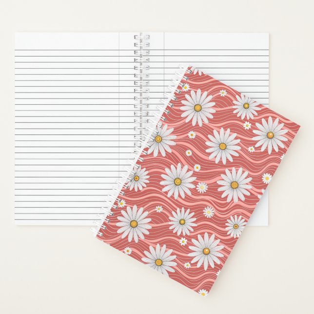 Wavy Pink Daisies Notizbuch (Innen)