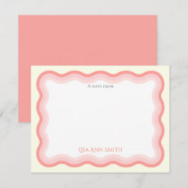 Wavy Pink Lines Girls Personalisiert flach Mitteilungskarte