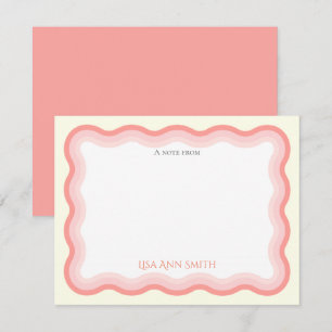 Wavy Pink Lines Girls Personalisiert flach Mitteilungskarte