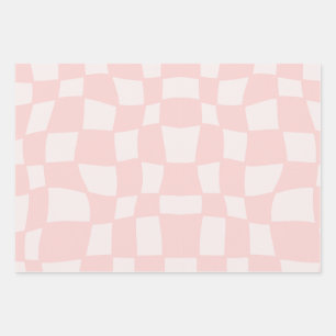 Wavy Pink und Lila, kariertes Muster Geschenkpapier Set