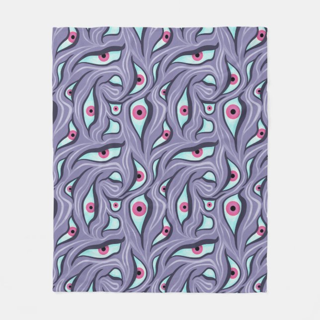 Wavy Psychedelischer Horror - Lila Eye Pattern Fleecedecke (Vorderseite)