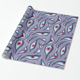 Wavy Psychedelischer Horror - Lila Eye Pattern Geschenkpapier